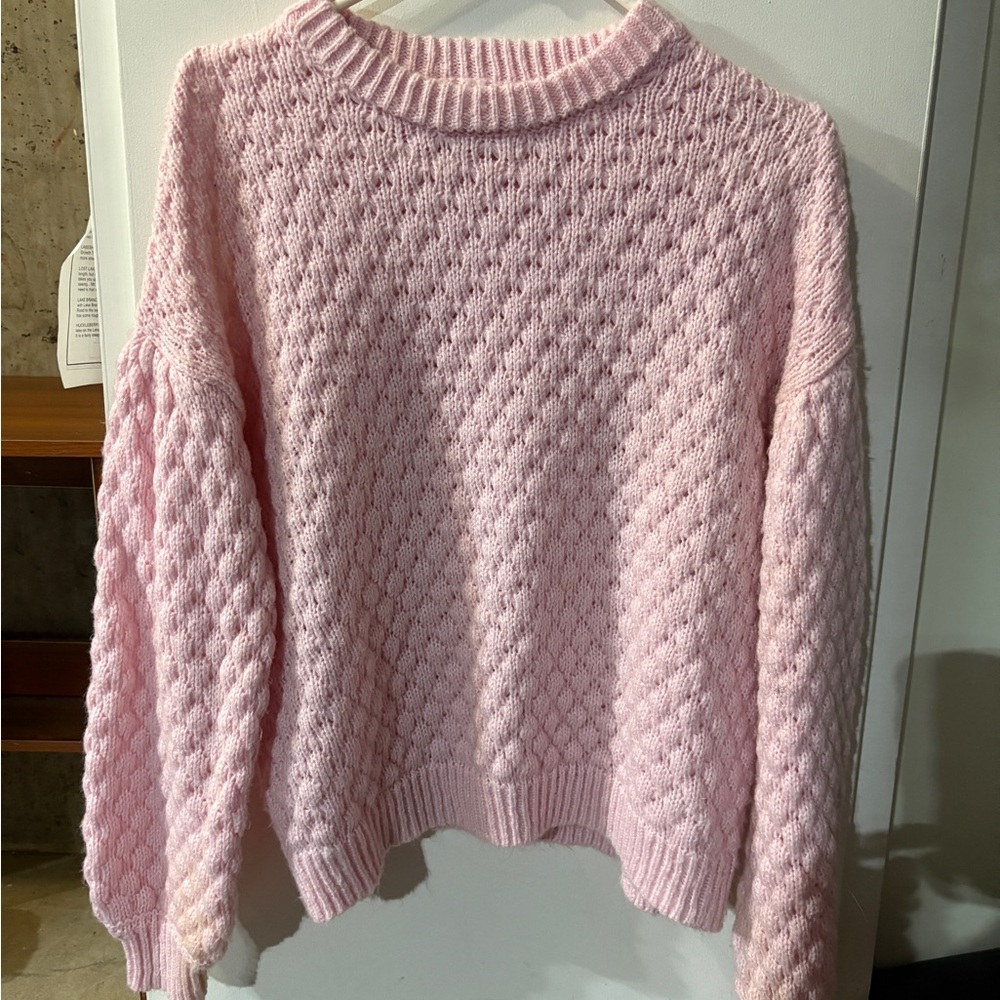 a new day Pink Crew Neck Sweater with Textured Knit